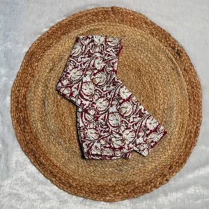 Full Sleeve Cotton Streachable Blouse Maroon White Flower