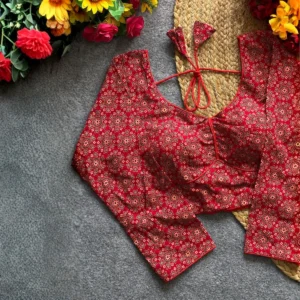 Ajrak Ready Made Blouse - Chilli Red