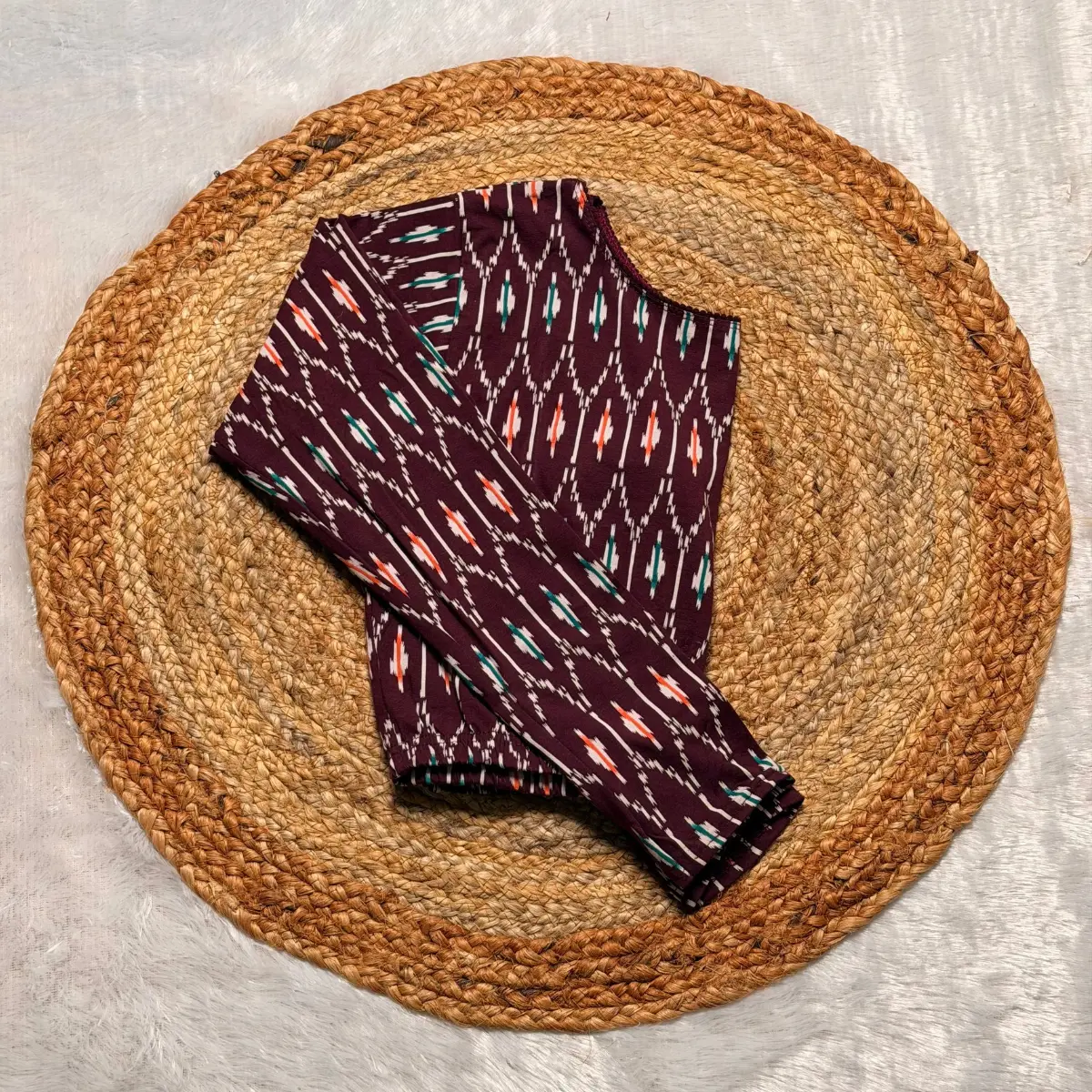 Full Sleeve Cotton Streachable Blouse Maroon Box